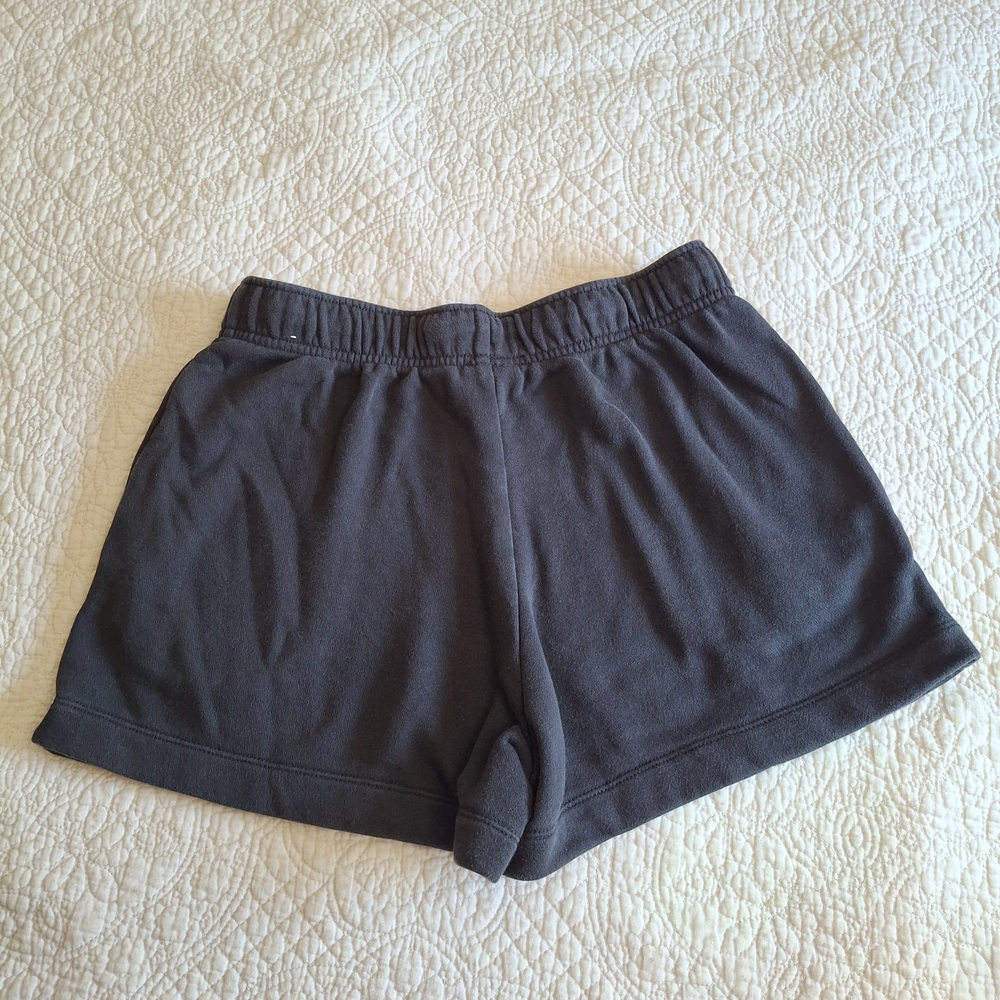 Nike Women's Black Fleece Athletic Shorts with White Swoosh - Picture 2 of 3